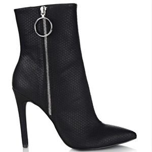 Danielle Guizio Nectra Python Stiletto Bootie Black